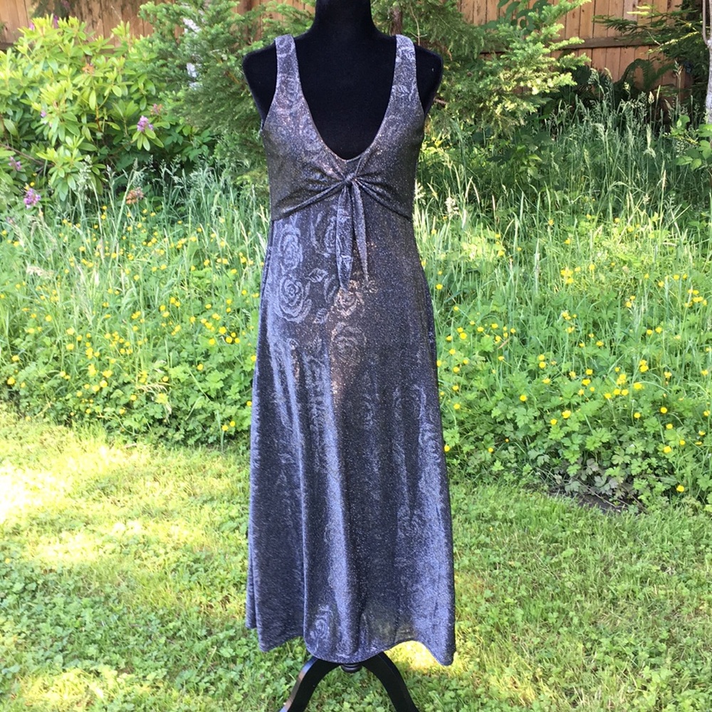Vintage Harlow black and silver maxi dress. Size 6